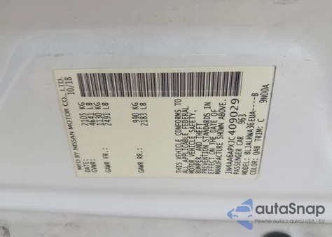 2018 Nissan Maxima 3.5 Platinum z USA, uszkodzony, nr VIN 1N4AA6APXJC409029